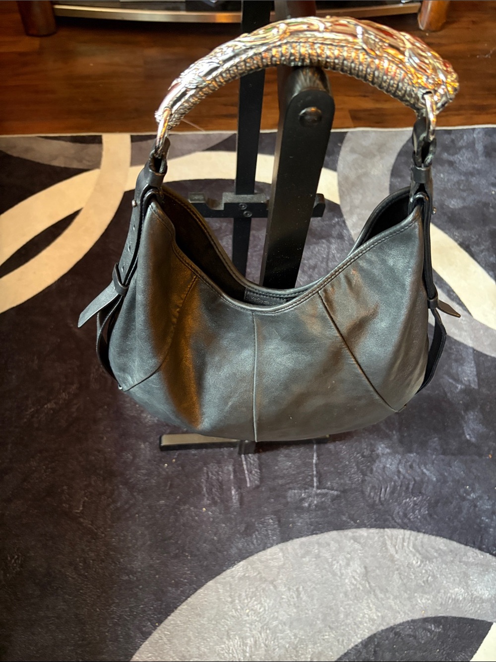 Rare Vintage Tom Ford Era Yves Saint Laurent Mombasa Black Leather Hobo Bag - Picture 7 of 14
